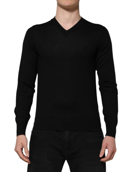 Dolce & Gabbana Dark Gray Embroidered Logo Pullover Sweater Dolce & Gabbana