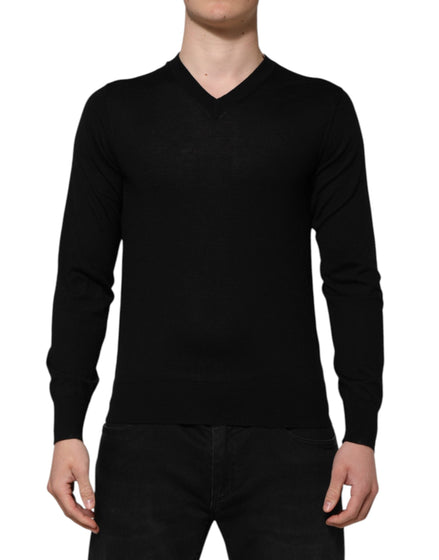 Dolce & Gabbana Dark Gray Embroidered Logo Pullover Sweater Dolce & Gabbana