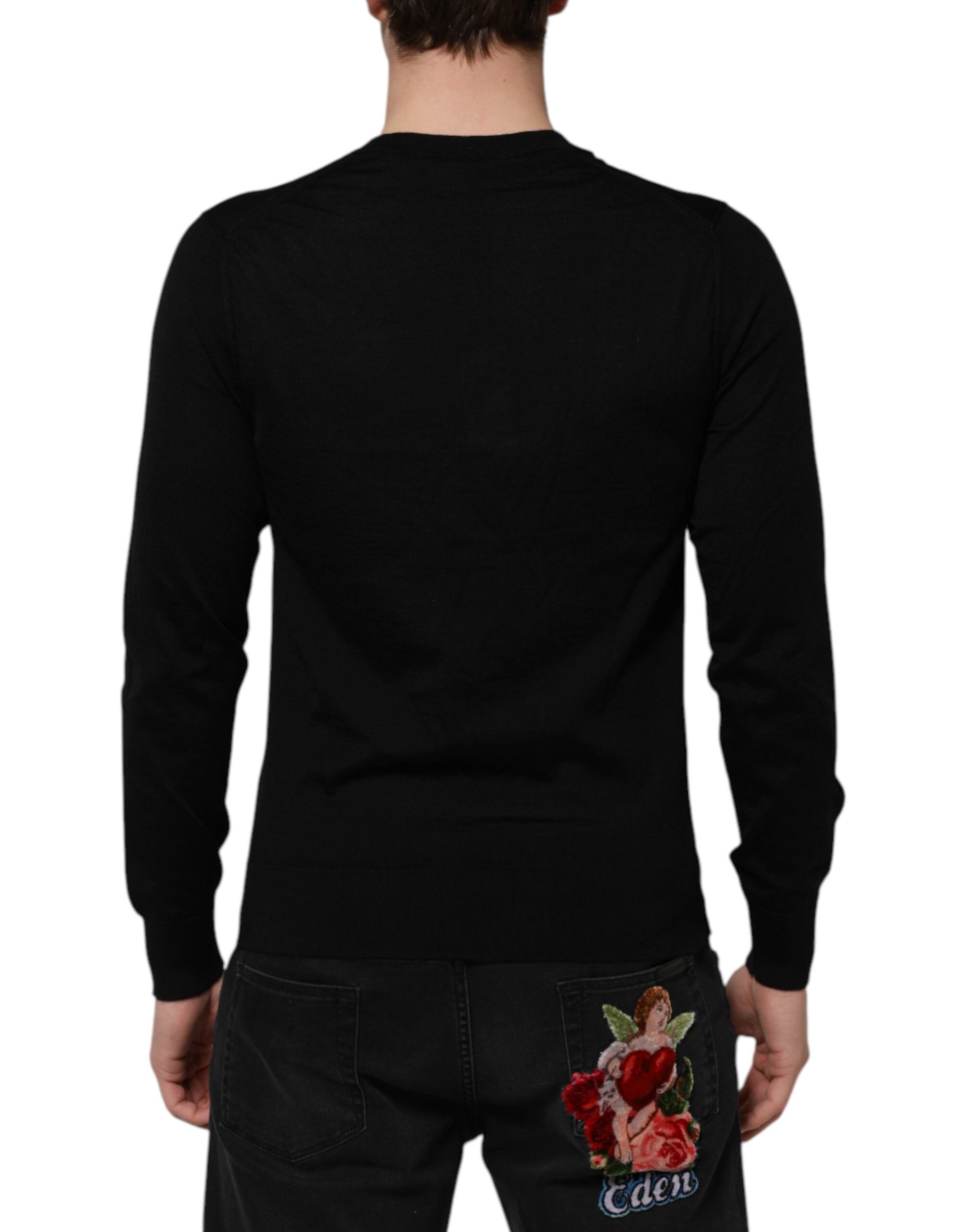 Dolce & Gabbana Dark Gray Embroidered Logo Pullover Sweater Dolce & Gabbana
