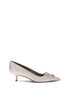 Ferragamo Cream Calf Leather Bos Taurus Mid Heel Pumps Ferragamo