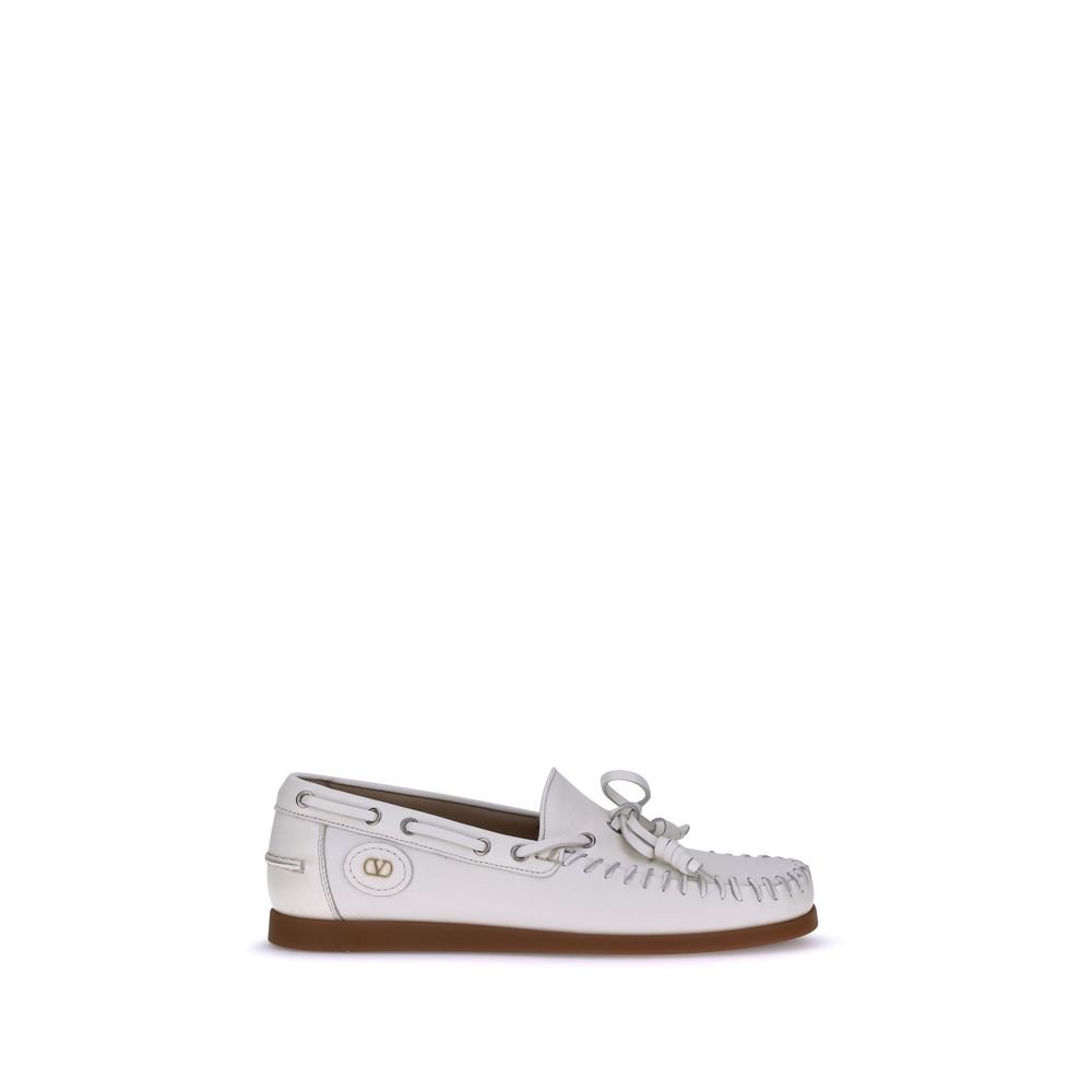 Valentino Garavani White Calf Leather Bos Taurus Slip-On Loafers Valentino Garavani
