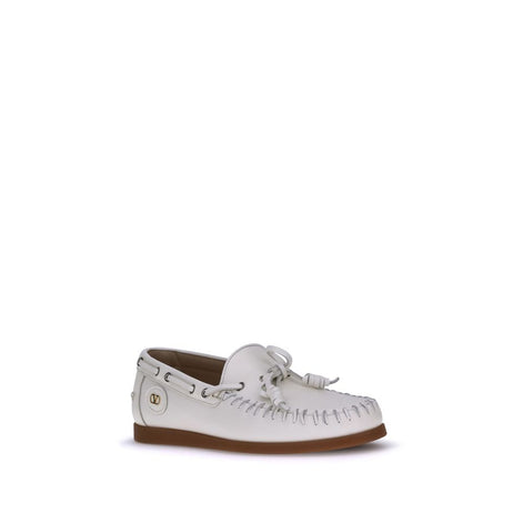 Valentino Garavani White Calf Leather Bos Taurus Slip-On Loafers Valentino Garavani
