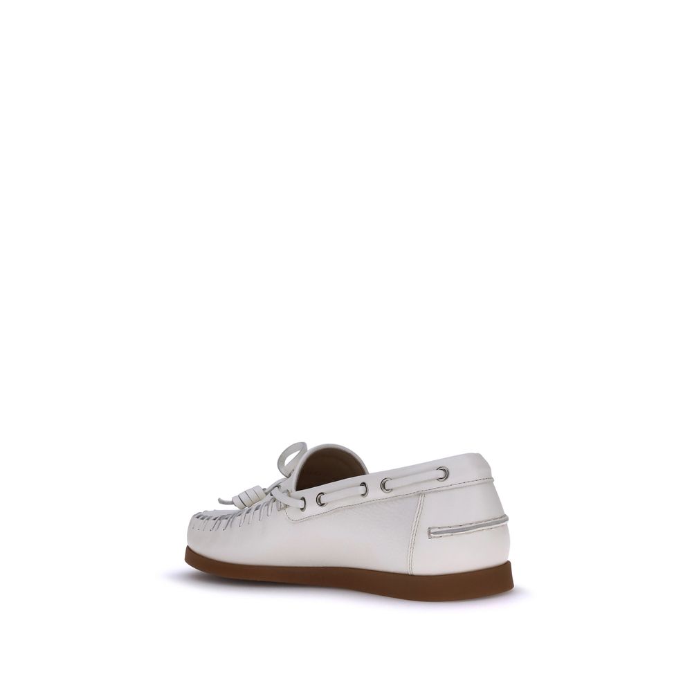 Valentino Garavani White Calf Leather Bos Taurus Slip-On Loafers Valentino Garavani