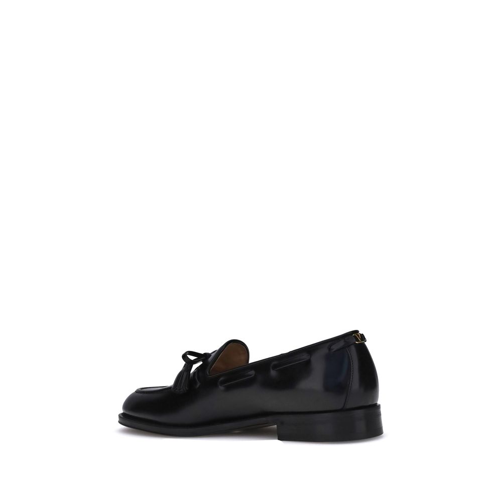 Valentino Garavani Black Calf Leather Bos Taurus Slip-On Loafers Valentino Garavani