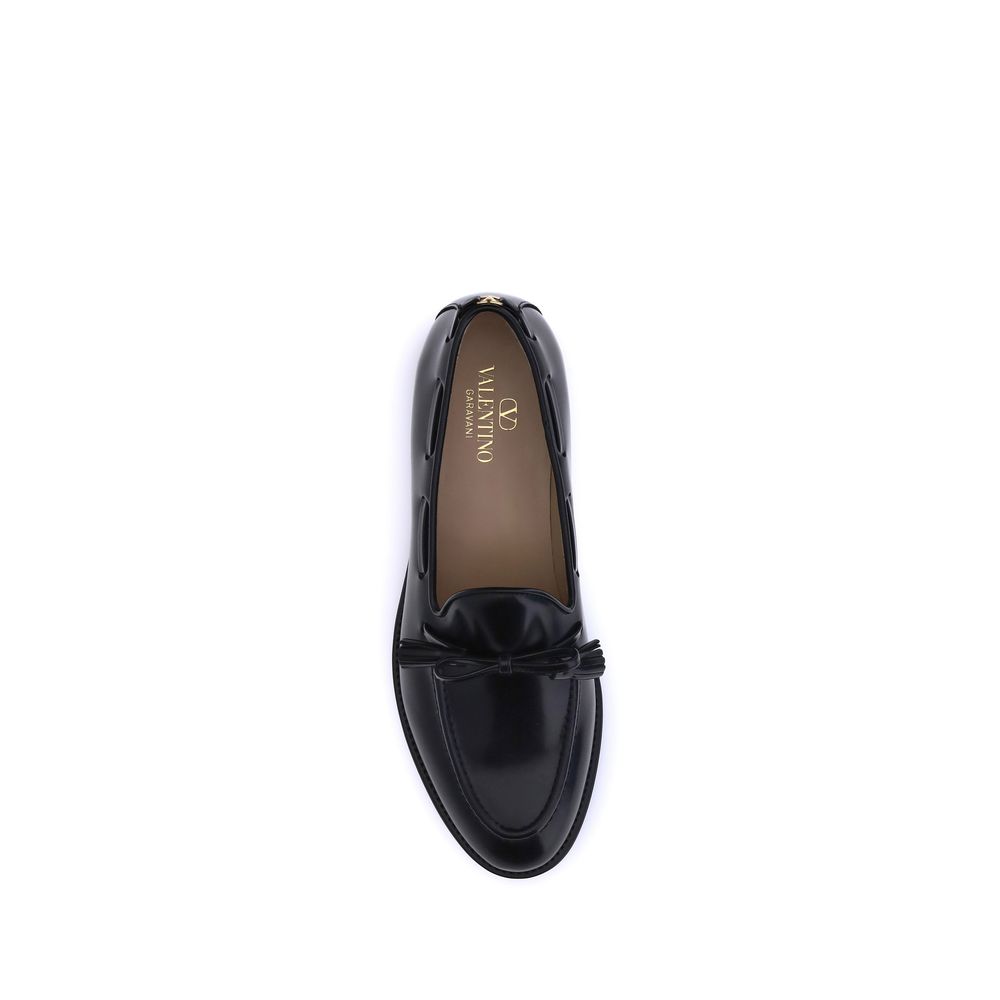 Valentino Garavani Black Calf Leather Bos Taurus Slip-On Loafers Valentino Garavani