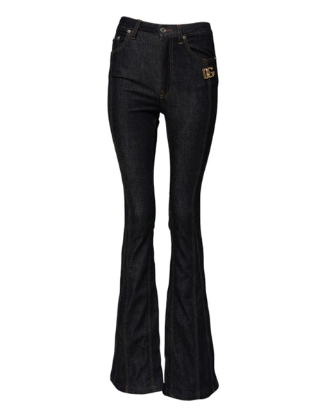 Dolce & Gabbana Black Cotton Mid Waist Bootcut Denim Jeans Dolce & Gabbana