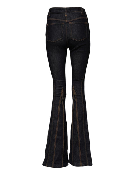 Dolce & Gabbana Black Cotton Mid Waist Bootcut Denim Jeans Dolce & Gabbana
