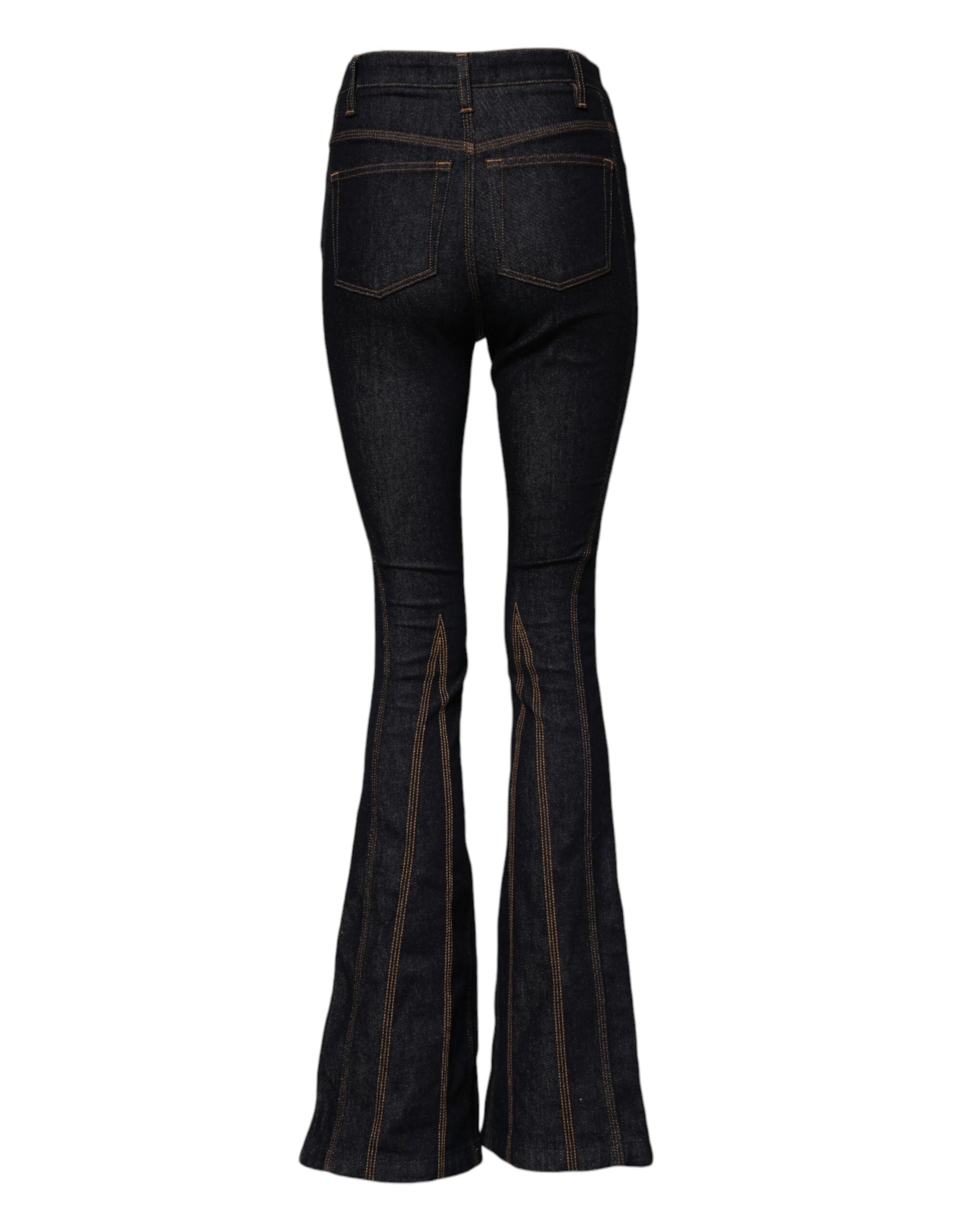 Dolce & Gabbana Black Cotton Mid Waist Bootcut Denim Jeans Dolce & Gabbana