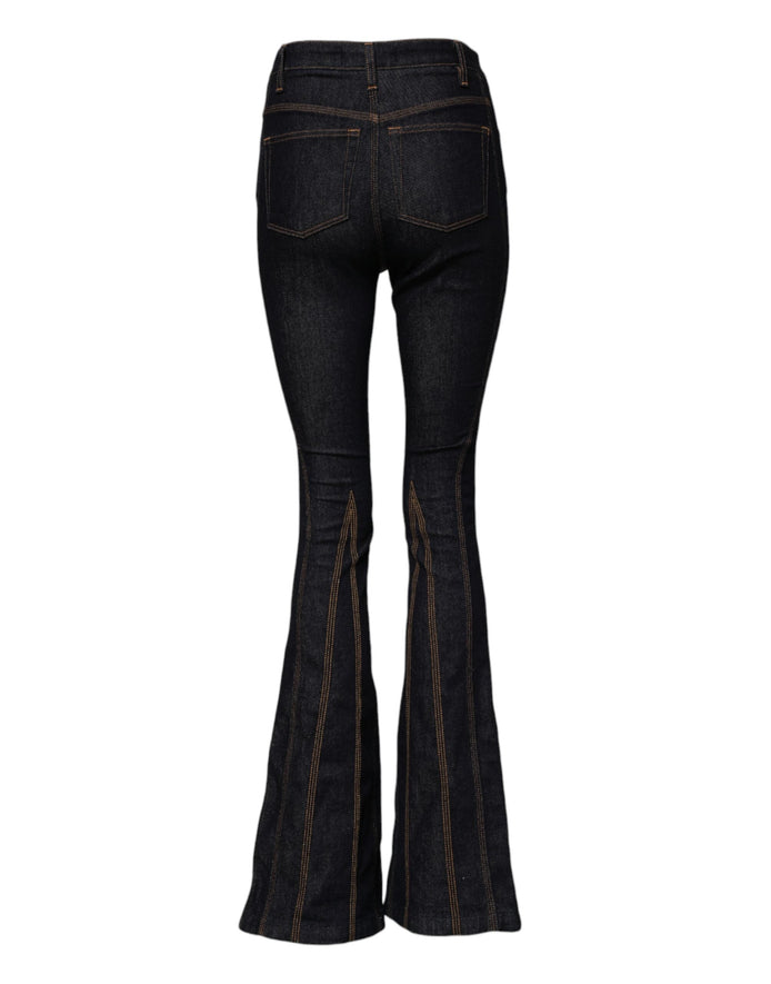Dolce & Gabbana Black Cotton Mid Waist Bootcut Denim Jeans Dolce & Gabbana