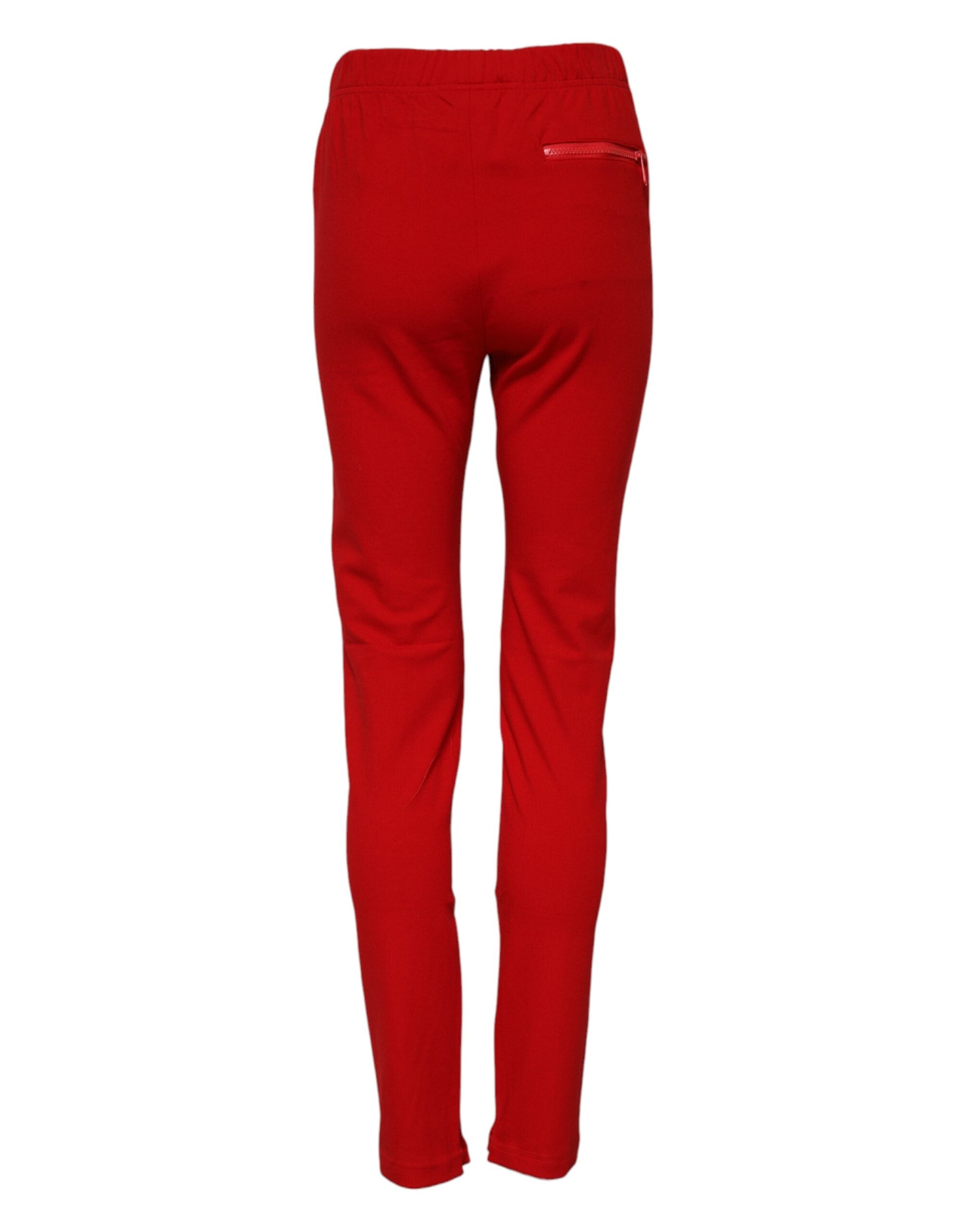 Dolce & Gabbana Red Mid Waist Slim Fit Pants Dolce & Gabbana