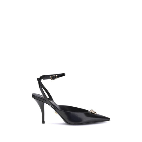 Versace Black Calf Leather Bos Taurus High Heel Pumps Versace