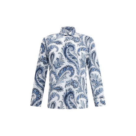 Etro Blue Cotton Pattern Shirt Etro