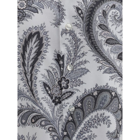 Etro Gray Cotton Pattern Shirt Etro