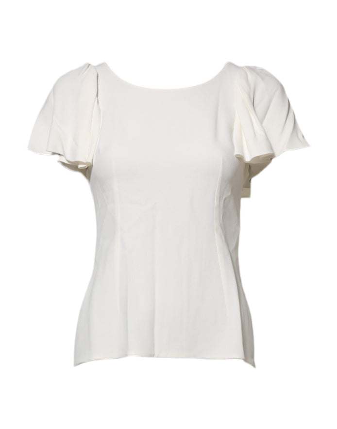 Dolce & Gabbana White Round Neck Short Sleeves Blouse Top Dolce & Gabbana