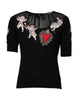 Dolce & Gabbana Black Sacred Heart Embroidered Crewneck Top