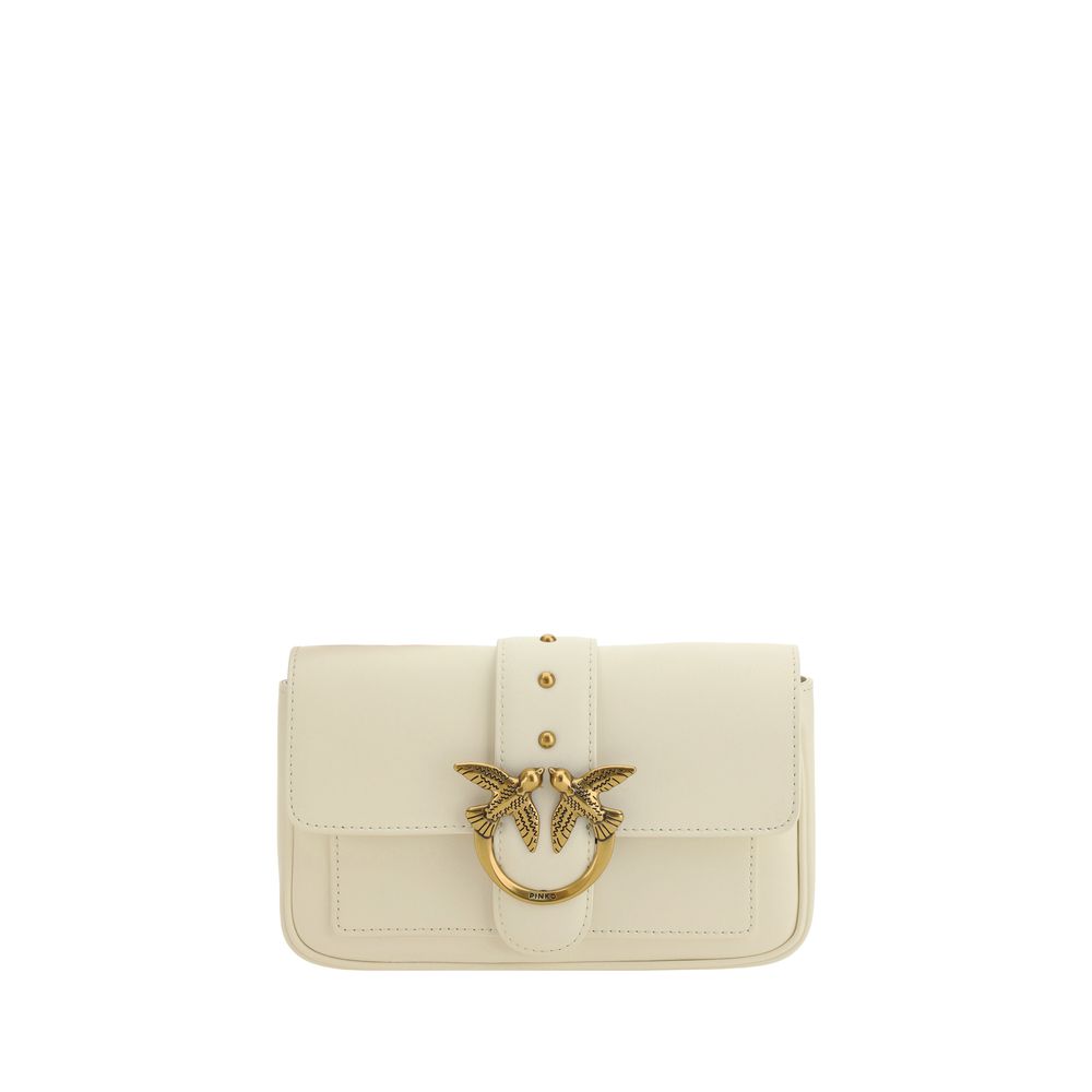 PINKO White Calf Leather Bos Taurus Shoulder Bag PINKO