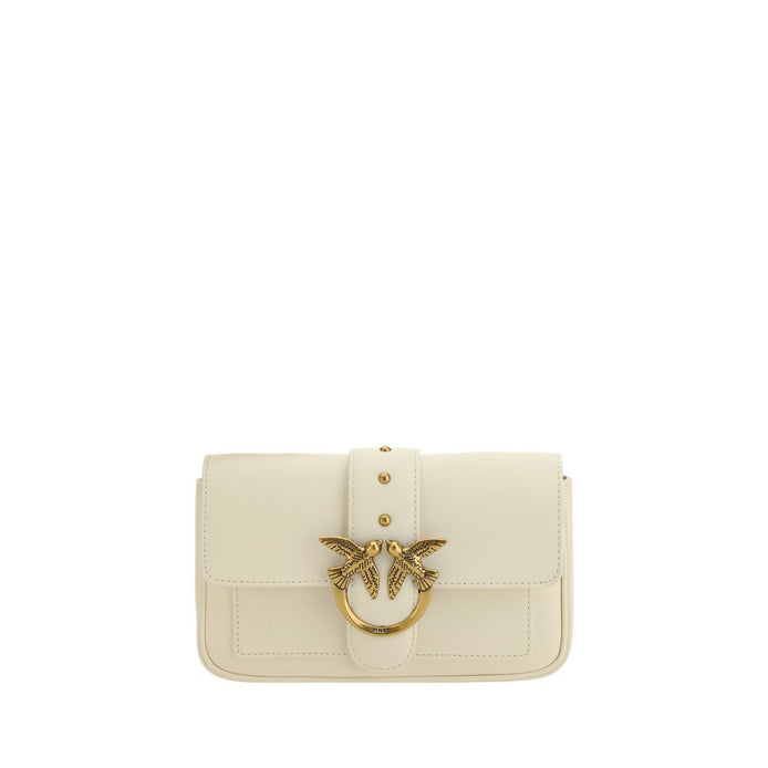 PINKO White Calf Leather Bos Taurus Shoulder Bag PINKO