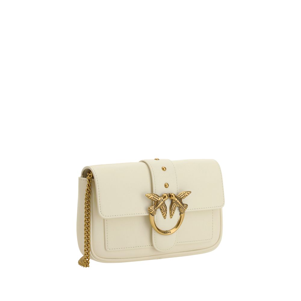 PINKO White Calf Leather Bos Taurus Shoulder Bag PINKO