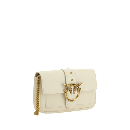PINKO White Calf Leather Bos Taurus Shoulder Bag PINKO
