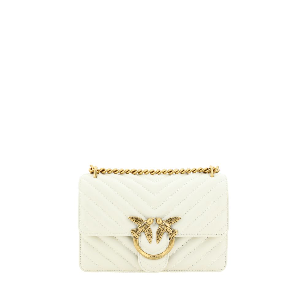 PINKO White Calf Leather Bos Taurus Shoulder Bag PINKO