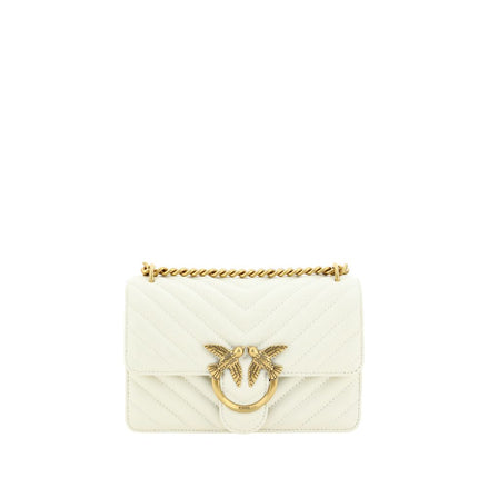 PINKO White Calf Leather Bos Taurus Shoulder Bag PINKO