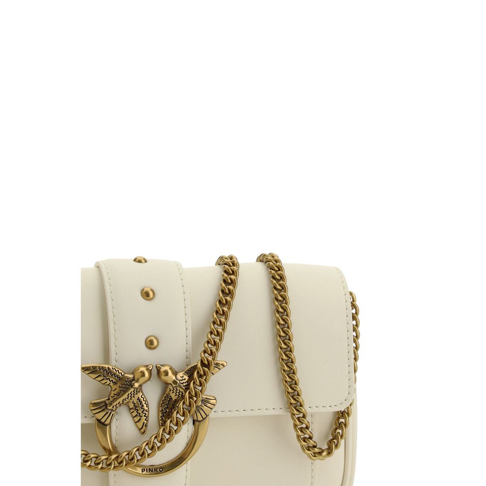 PINKO White Calf Leather Bos Taurus Shoulder Bag PINKO