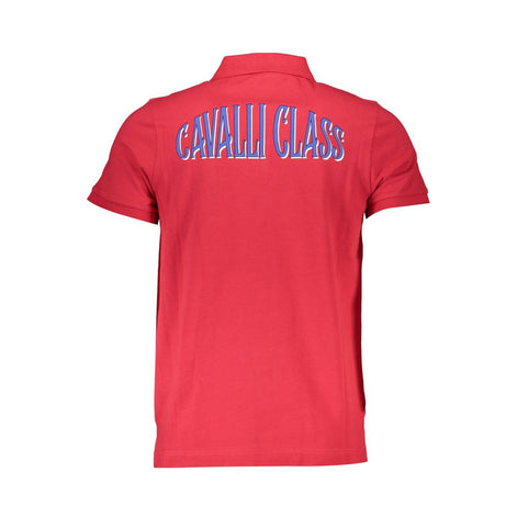 Cavalli Class Rosso Cotton Mens Polo Shirt Cavalli Class