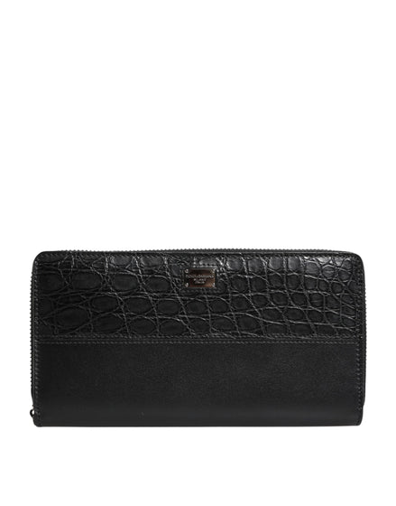 Dolce & Gabbana Black Leather Logo Plaque Zip Around Continental Wallet Dolce & Gabbana