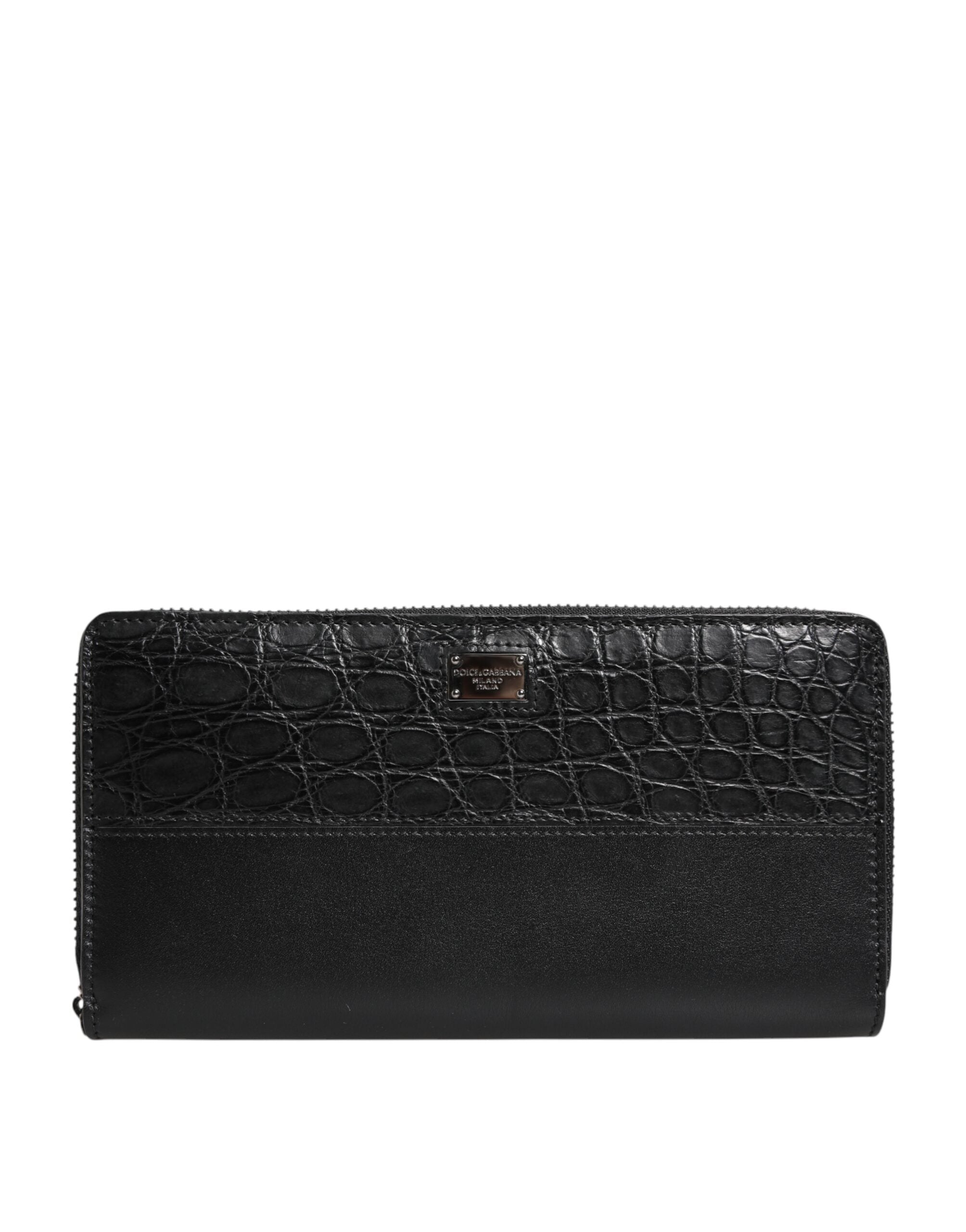 Dolce & Gabbana Black Leather Logo Plaque Zip Around Continental Wallet Dolce & Gabbana