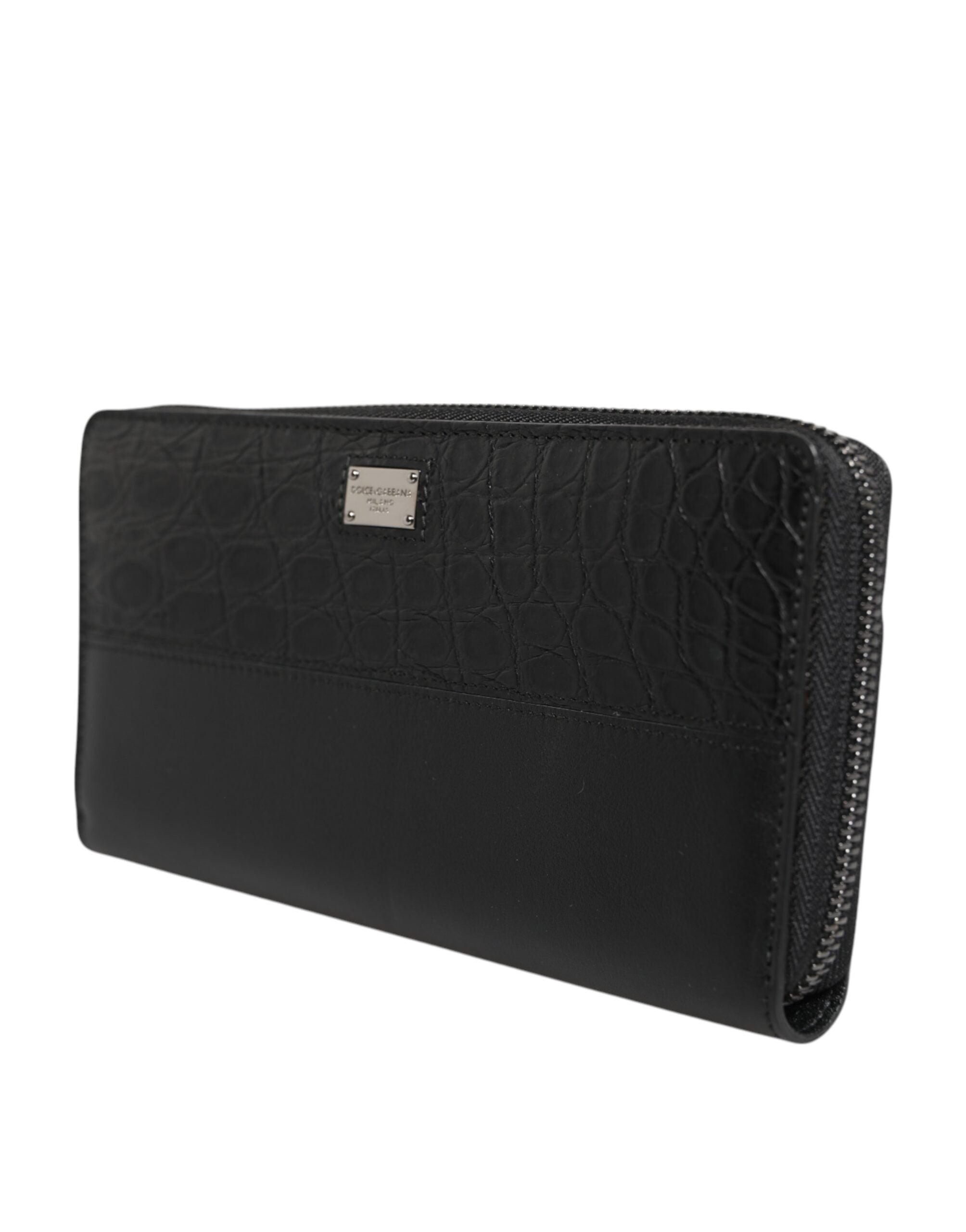 Dolce & Gabbana Black Leather Logo Plaque Zip Around Continental Wallet Dolce & Gabbana