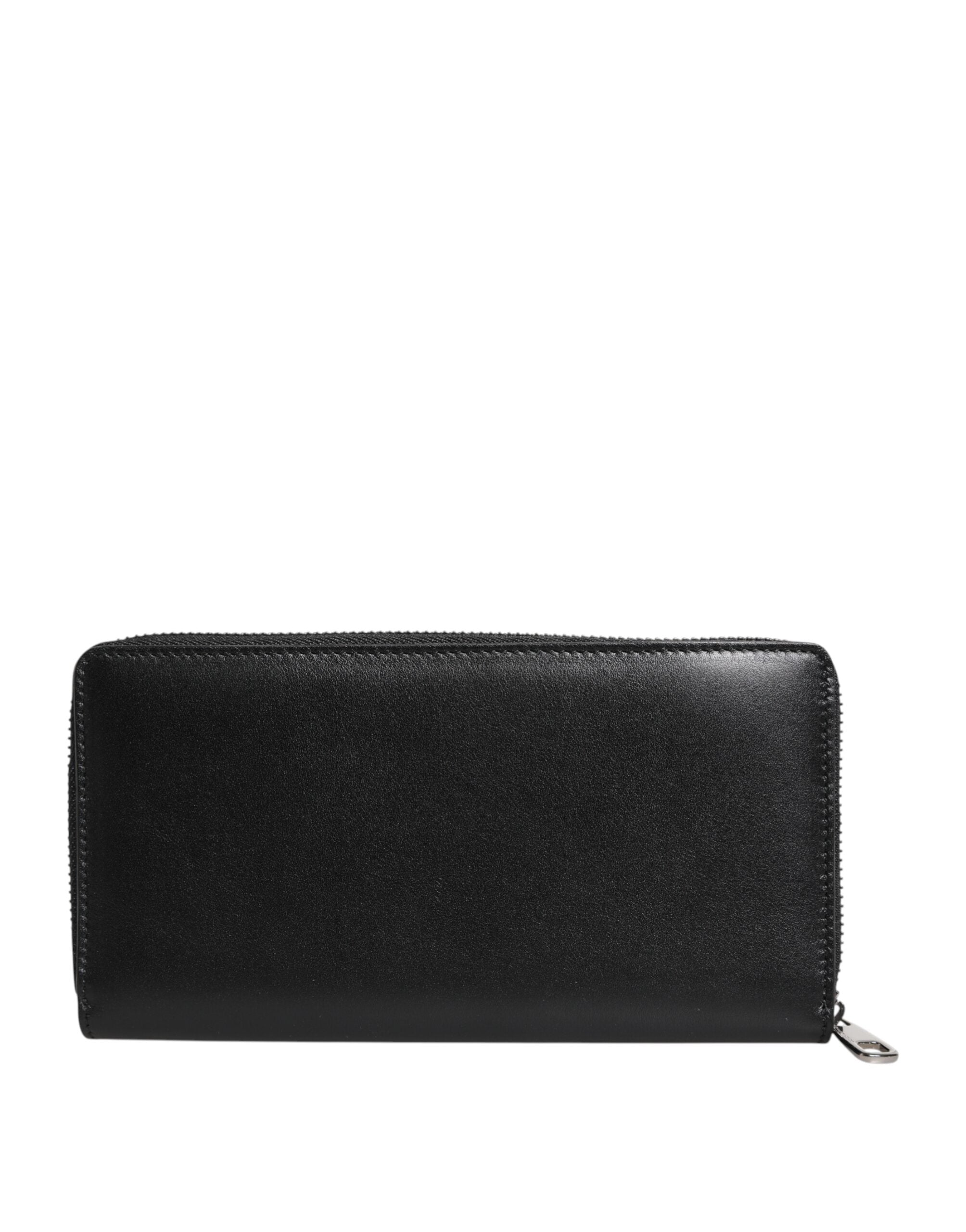 Dolce & Gabbana Black Leather Logo Plaque Zip Around Continental Wallet Dolce & Gabbana
