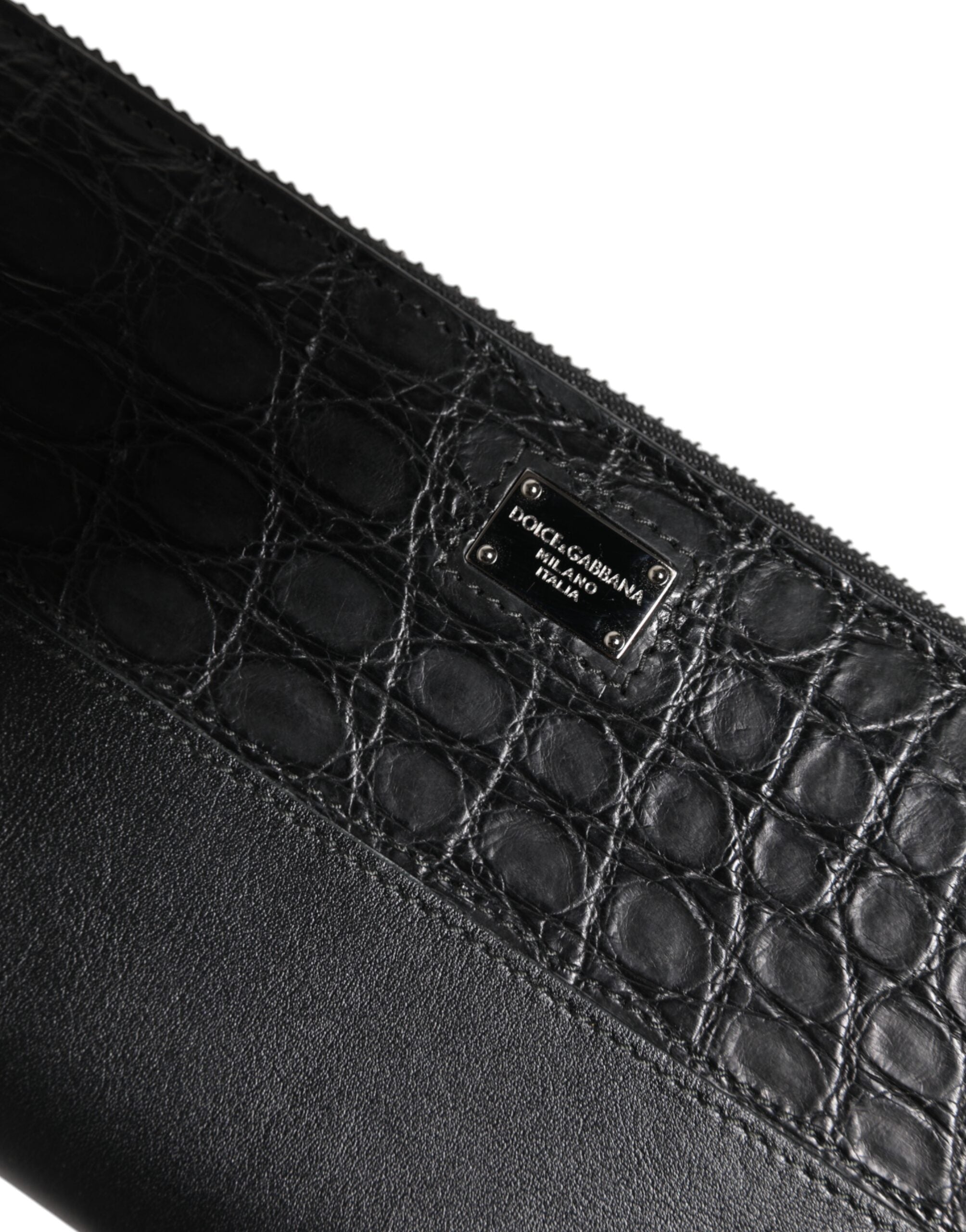 Dolce & Gabbana Black Leather Logo Plaque Zip Around Continental Wallet Dolce & Gabbana
