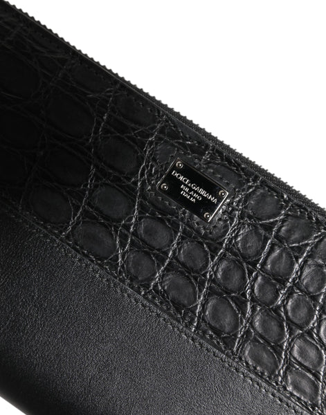 Dolce & Gabbana Black Leather Logo Plaque Zip Around Continental Wallet Dolce & Gabbana