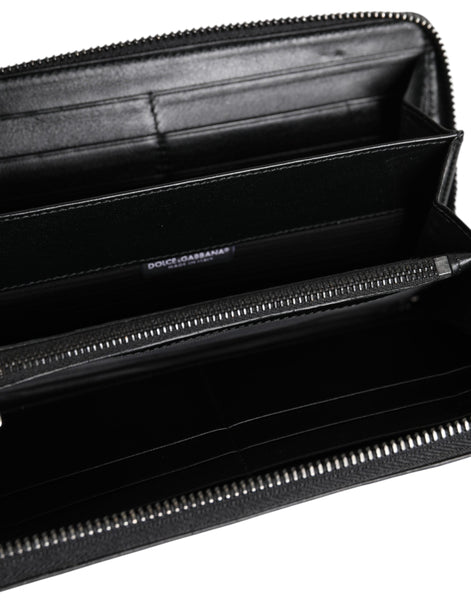 Dolce & Gabbana Black Leather Logo Plaque Zip Around Continental Wallet Dolce & Gabbana