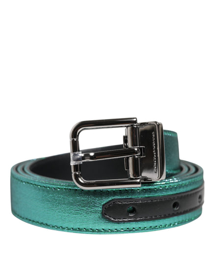 Dolce & Gabbana Green Black Polyester Metal Buckle Belt Dolce & Gabbana