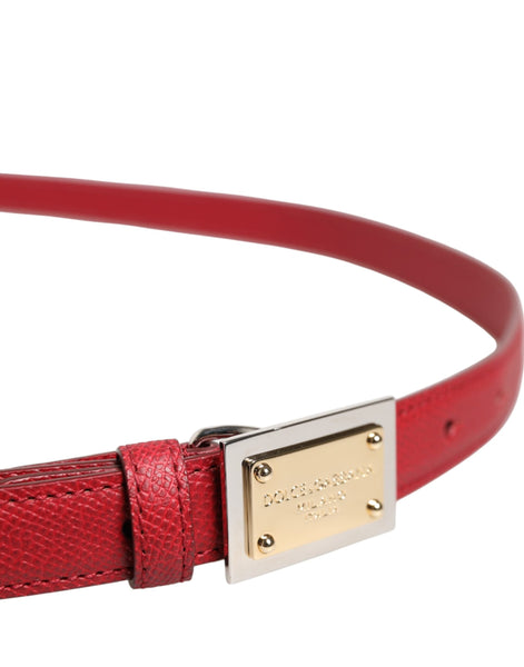 Dolce & Gabbana Red Leather Square Metal Buckle Cintura Belt Dolce & Gabbana