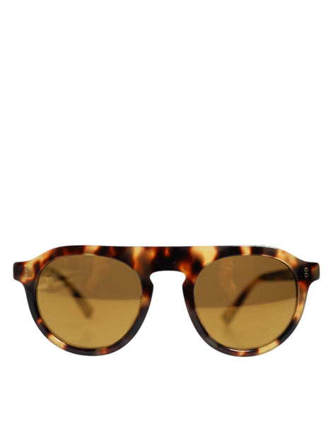 Dolce & Gabbana Brown Acetate Round Leopard Print Eyewear Sunglasses Dolce & Gabbana