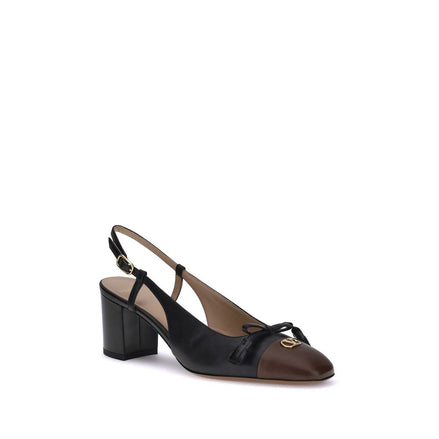 Valentino Garavani Black Calf Leather Bos Taurus Mid Heel Pumps Valentino Garavani