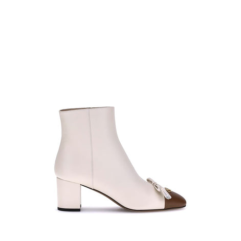 Valentino Garavani Cream Goatskin Ankle Boots Valentino Garavani