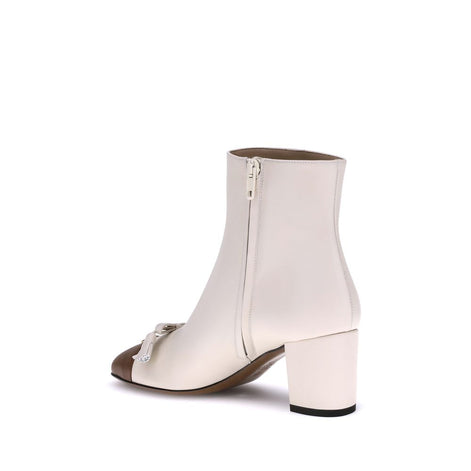 Valentino Garavani Cream Goatskin Ankle Boots Valentino Garavani