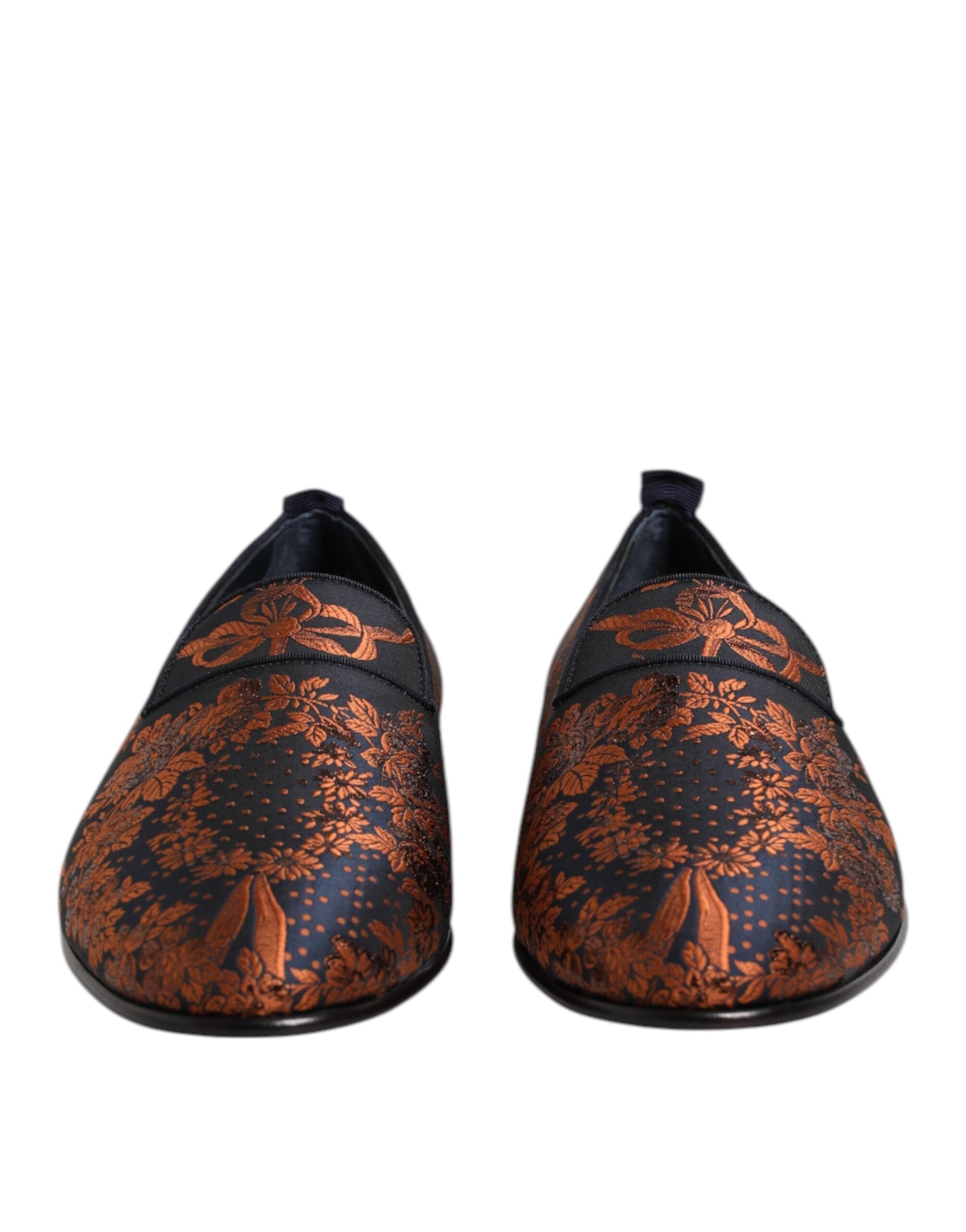 Dolce & Gabbana Black Jacquard Polyester Slip On Loafers Shoes Dolce & Gabbana