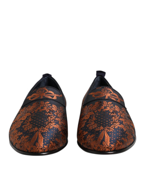 Dolce & Gabbana Black Jacquard Polyester Slip On Loafers Shoes Dolce & Gabbana