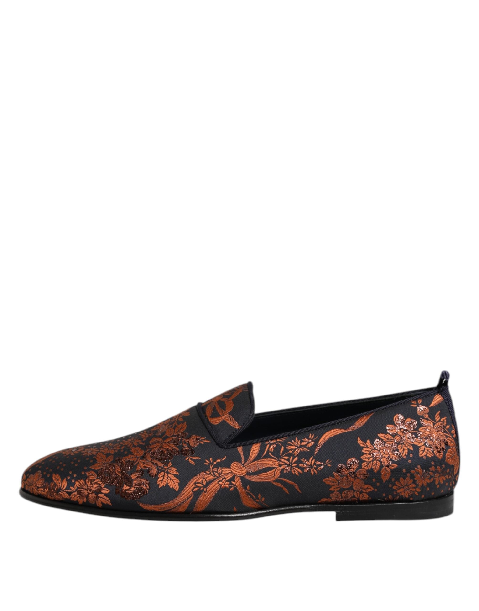Dolce & Gabbana Black Jacquard Polyester Slip On Loafers Shoes Dolce & Gabbana