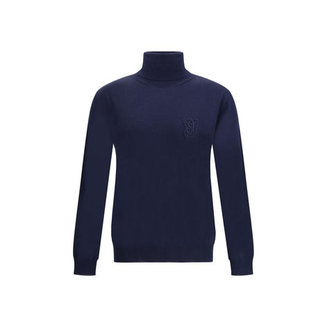 Valentino Blue Fleece Wool Turtleneck Valentino