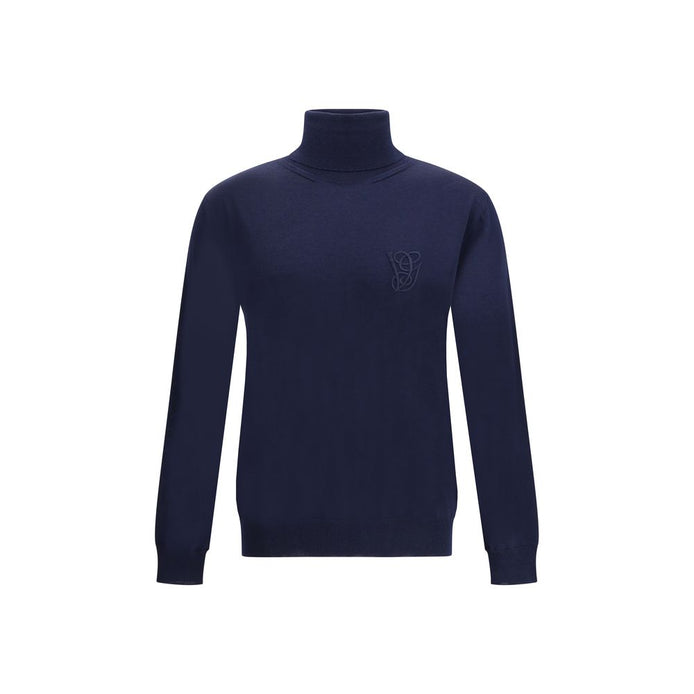 Valentino Blue Fleece Wool Turtleneck Valentino