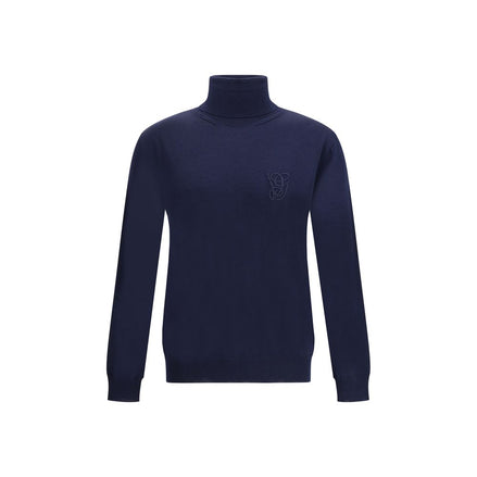 Valentino Blue Fleece Wool Turtleneck Valentino