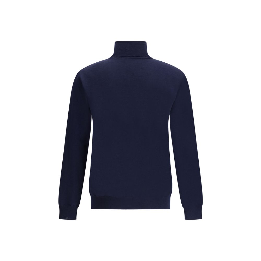 Valentino Blue Fleece Wool Turtleneck Valentino