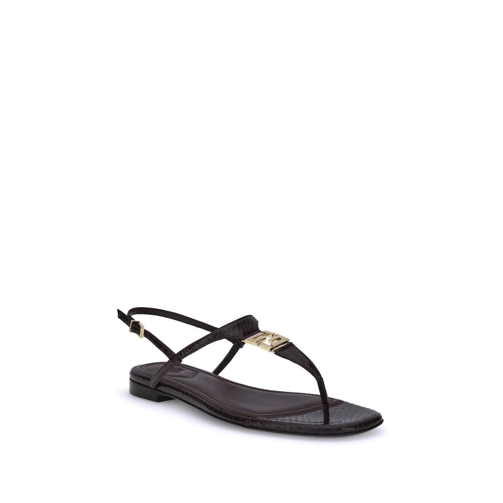 Fendi Purple Calf Leather Bos Taurus Flat Sandals Fendi