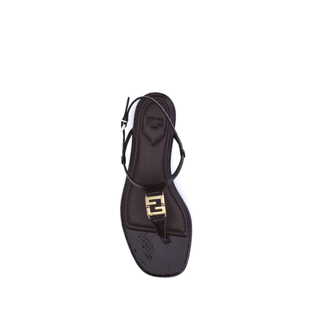 Fendi Purple Calf Leather Bos Taurus Flat Sandals Fendi