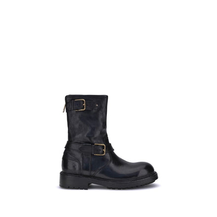 Dolce & Gabbana Black Calf Leather Bos Taurus Lace-Up Boots Dolce & Gabbana